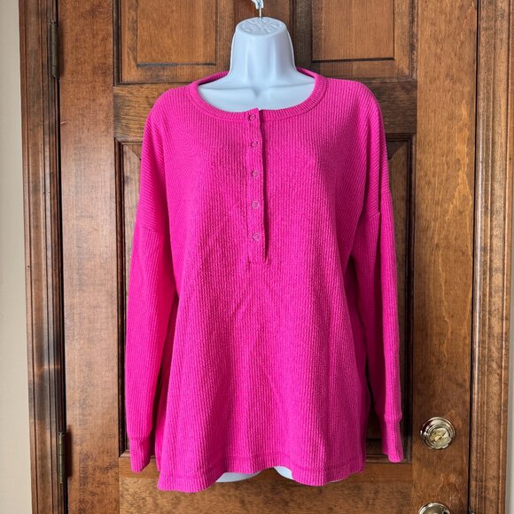 Old Navy Flamingo Feather (Pink) Henley w/Snaps Tunic Medium - Picture 1 of 11